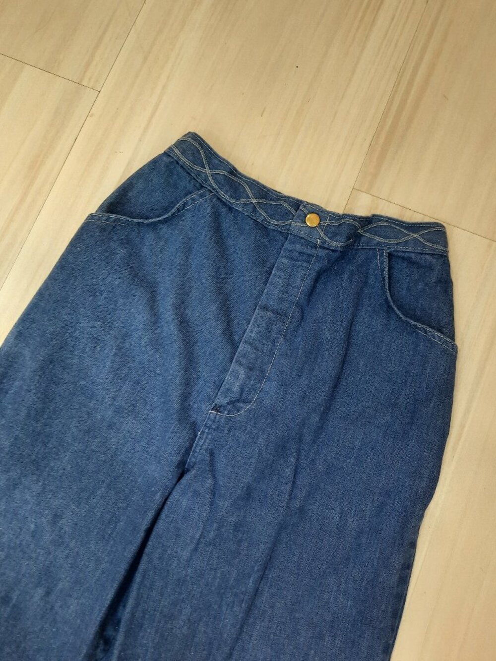 Vtg 60s handmade wide leg jeans - Picture 4 of 10